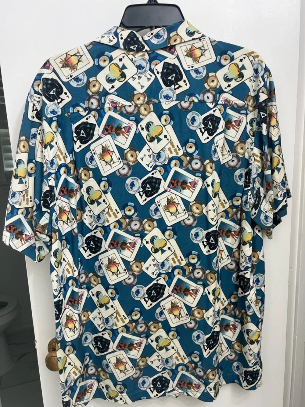 Tommy Bahama Teal Short-Sleeve Button-Down with Playing Card Print